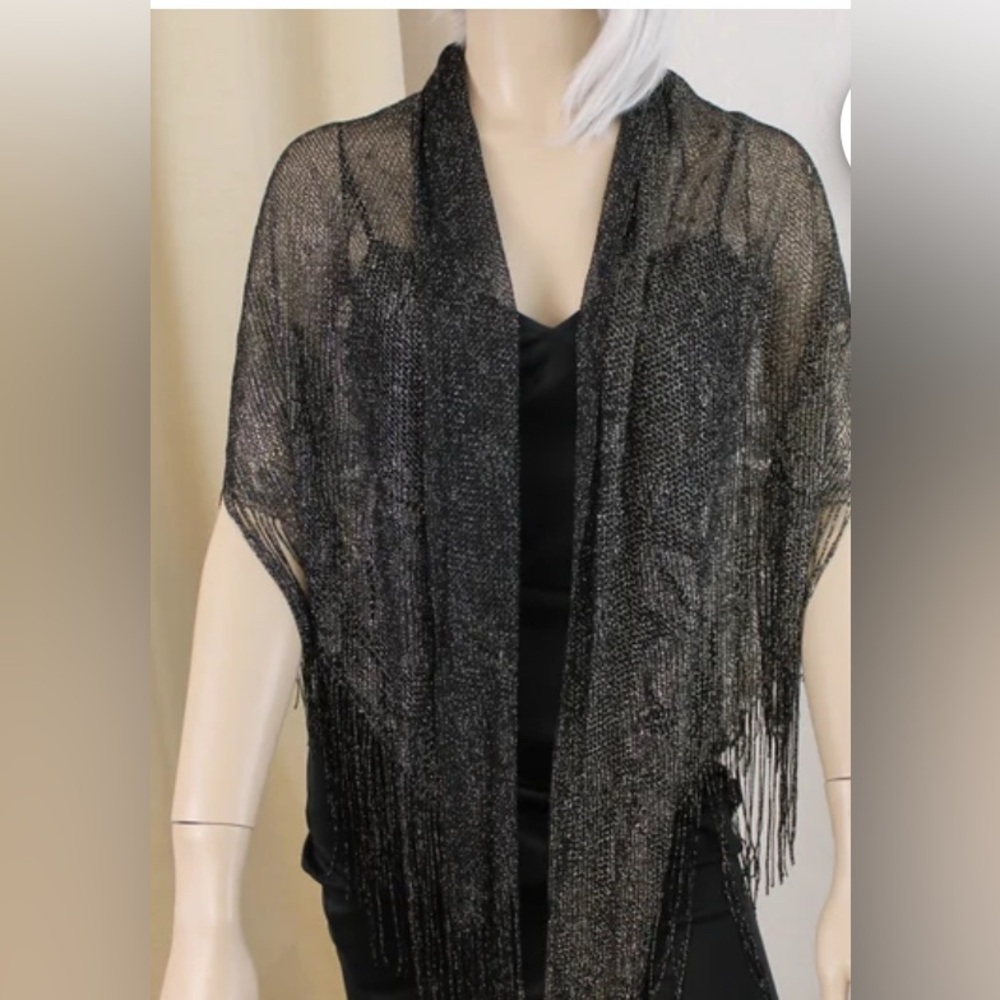 Elegant black and gold lace shawl